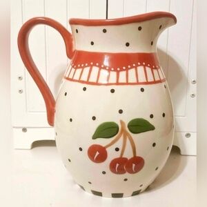 2002 Mary Engelbreit Vintage Cherry Design 9.25" Tall Large Pitcher